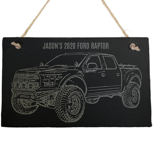 Your Vehicle Sketched and Engraved On A Beautiful Slate Plaque - Custom and Personalized Text - Perfect For Anyone That Loves Their Truck, Car, Motorcycle, Dune Buggy, Or Even a Boat!
