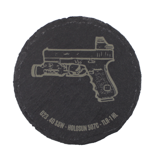 Personalized Gun Coaster - Upload a Photo of Your Gun To Be Engraved On a Slate Coaster - The Perfect Unique Gift!