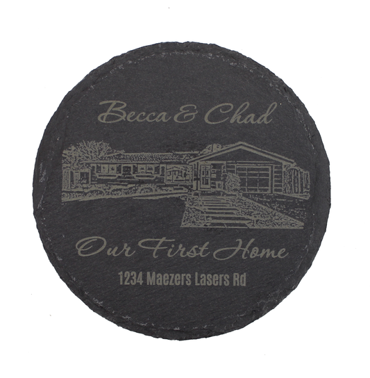 Personalized Home Coaster - Upload a  Photo of Your Home To Be Engraved - The Perfect Gift!